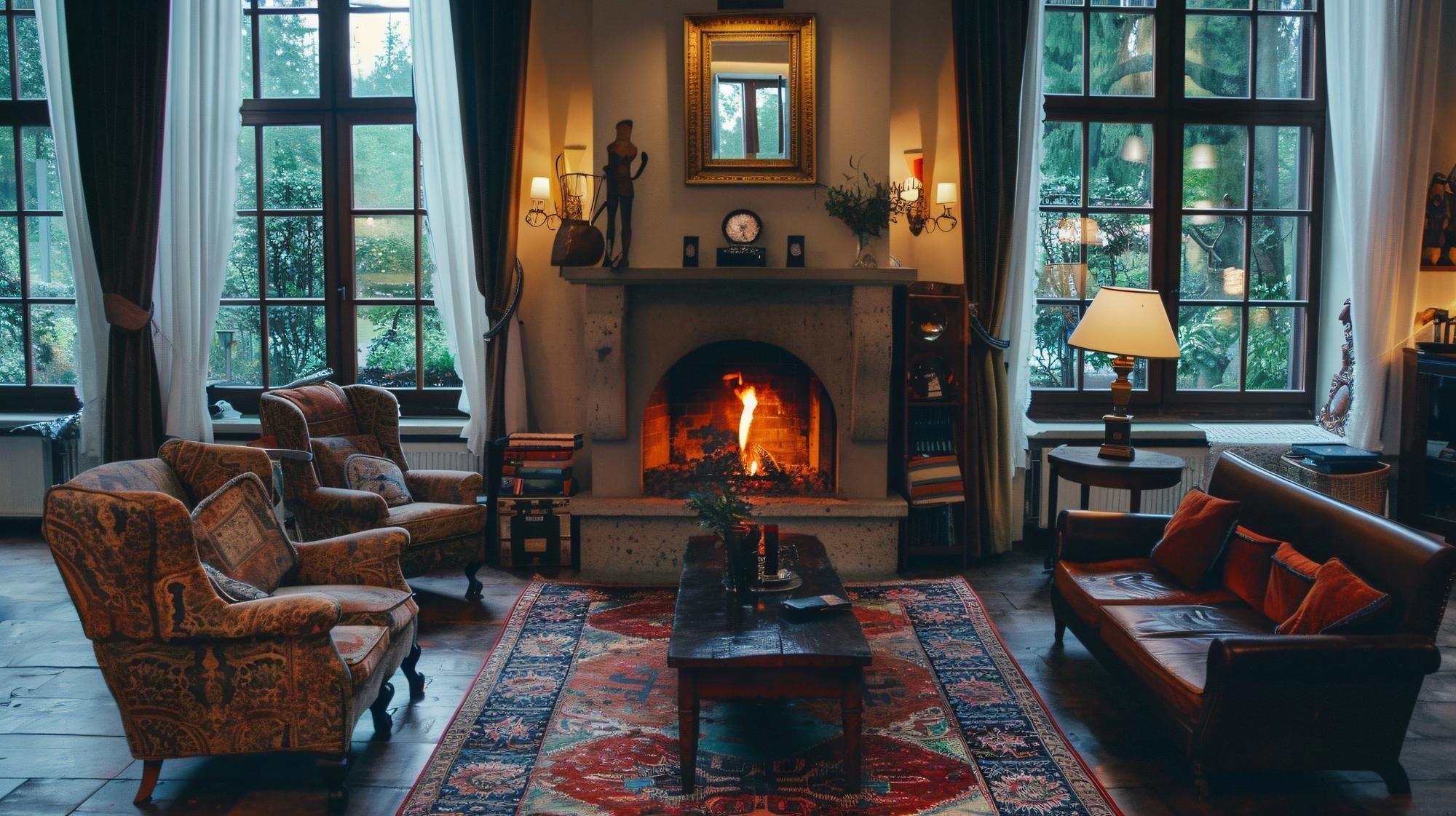 Old victorian fireplace in a drawing room